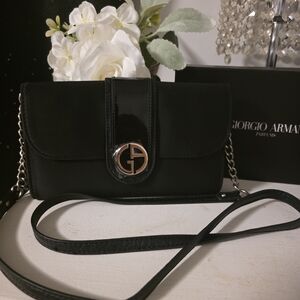 Giorgio Armani Black Clutch with Chain Strap